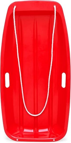 Best Choice Products Kids Plastic Toboggan Snow Sled with Rope