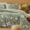 CASAAGUSTO King Size Green Floral Comforter Set