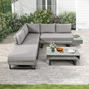 DWVO L-Shaped Wicker Patio Sofa Set