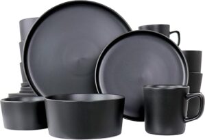 Elama Luxmatte 20-Piece Black Dinnerware Set