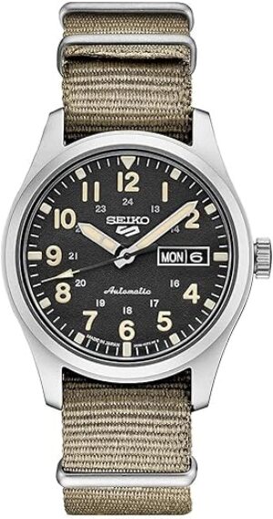 SEIKO Men's Black Dial Nylon Strap Watch