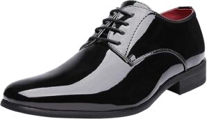 Bruno Marc Men's Faux Patent Leather Tuxedo Shoes