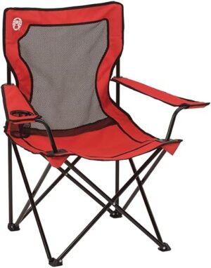 Coleman Mesh Quad Camping Chair, Cooling Back, Cup Holder