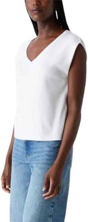 Michael Stars Tati V-Neck Power Shoulder Top