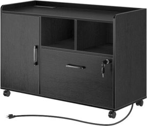 Rolanstar Mobile Filing Cabinet with Charging Station