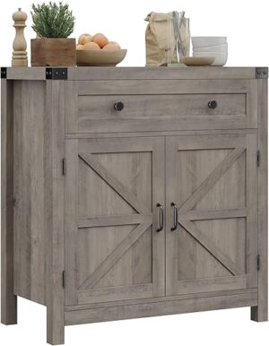 HOSTACK Modern Farmhouse Buffet with Barn Door