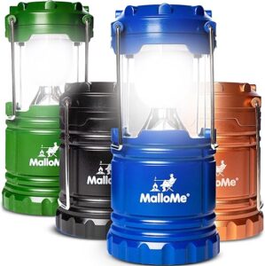 MalloMe Multicolor Camping Lanterns 4 Pack LED Rechargeable
