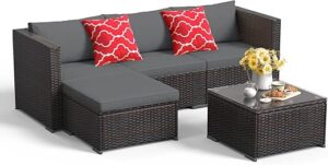 Aiho Outdoor Wicker Rattan Patio Sofa Set