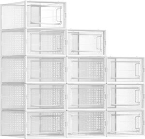 SONGMICS Pack of 12 Stackable Clear Shoe Boxes