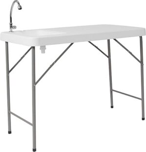 Flash Furniture Portable Folding Fish Cleaning Table with Sink