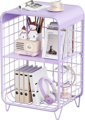 APEXCHASER Purple Vintage 3-Tier Metal Side Table