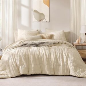 CASAAGUSTO Queen Seersucker Comforter Set, 7 Pieces