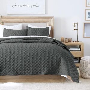 HORIMOTE HOME Queen Size Dark Grey Cloud Quilt Set