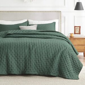 Bedsure Queen Ultrasonic Quilt Set - Dark Green