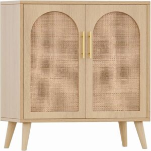 Rovaurx Rattan Storage Cabinet with Doors