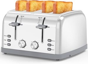 LAINSTEN Retro 4-Slice Stainless Steel Toaster