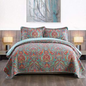 NEWLAKE Reversible Floral Patchwork Cotton Quilt Set