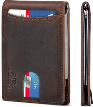 SERMAN BRANDS RFID Blocking Genuine Leather Minimalist Wallet