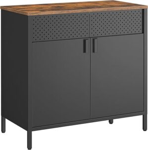 SONGMICS Rustic Brown Buffet Table with Shelves