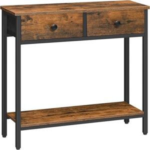 HOOBRO Rustic Narrow Console Table with Storage