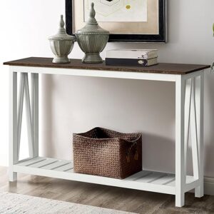 ChooChoo Rustic Vintage Farmhouse Console Table, White