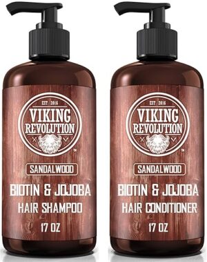 Viking Revolution Sandalwood Shampoo Conditioner Set with Biotin (17 Oz)