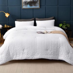 AveLom Seersucker Queen Comforter Set, 3 Pieces