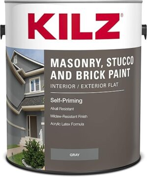 KILZ Self-Priming Masonry Paint, Flat Gray