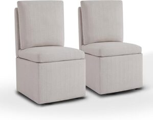 KISLOT Set of 2 Rolling Upholstered Dining Chairs