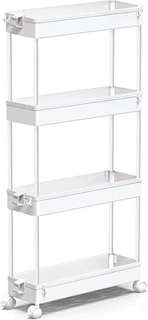 SPACEKEEPER Slim 4-Tier Rolling Bathroom Storage Cart