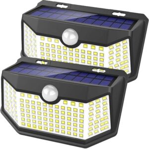 HMCITY Solar Motion Sensor Wall Lights, 120 LED