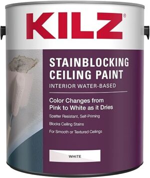 KILZ Stainblocking Interior Ceiling Paint, White, 1 Gallon