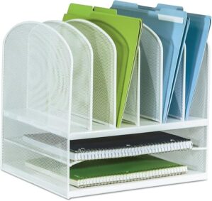 Safco Steel Mesh 2 Tray, 6 Sorter Organizer