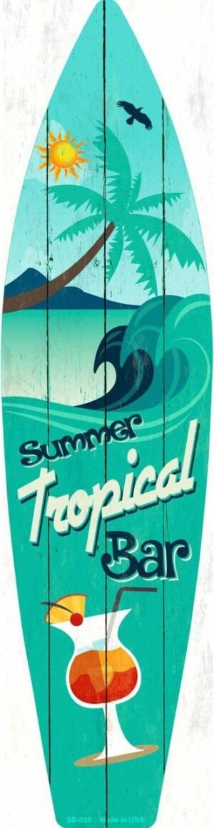 SMART BLONDE Tropical Surf Board Metal Sign