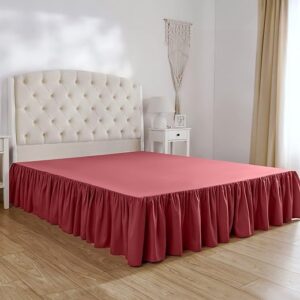 Mellanni Twin XL Bed Skirt, 15-Inch Drop, Brick Red