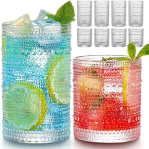 Hlukana Vintage Hobnail Highball and Cocktail Glasses Set