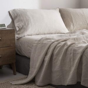 Simple&Opulence Washed Linen Queen Sheet Set, 4 Pcs