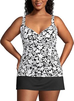 Lands' End Women's Chlorine Resistant Wrap Tankini Top