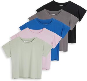 Real Essentials Women's Dry Fit Crop Top - 5 Pack