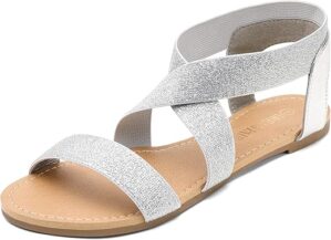 DREAM PAIRS Women's Elastic Ankle Strap Flat Sandals