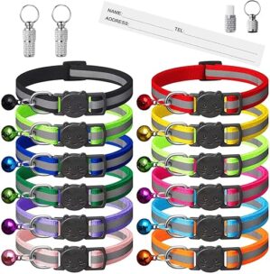 Extodry 14 Pack Reflective Cat Collars With Bells