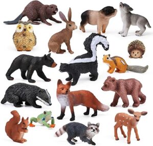 UANDME 16PCS Forest Animals Baby Figures, Woodland Creatures