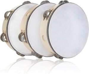 EOEXN 3 Pack 8 Inch Hand Held Tambourine