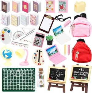 SOTOGO 34 Pieces Doll House School Supplies