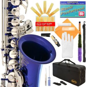 Lazarro 370-BU Blue/Silver Eb Alto Saxophone