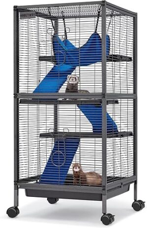 HABUTWAY 45''H Metal Rolling Chinchilla Cage, Removable Ramps