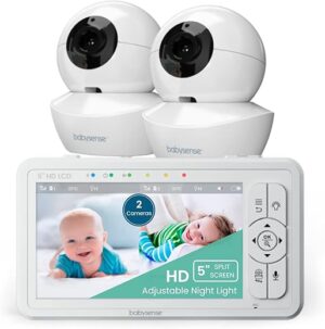 Babysense 5" HD Split-Screen Baby Monitor, 2 Cameras