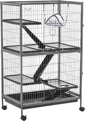 PawHut 50" 5-Tier Small Animal Cage, Silver