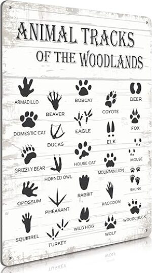 Shimeyao Animal Tracks Guide Sign Rustic Decor