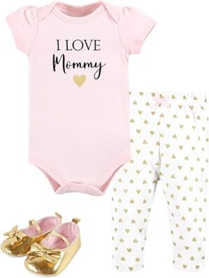 Hudson Baby Baby Cotton Bodysuit, Pant and Shoe Set
